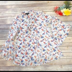 Warehouse Floral Blouse Semi Sheer UK 10 US 6